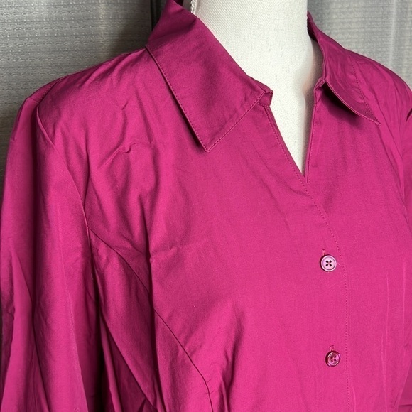 CJ BANKS PURPLE BUTTON DOWN WRINKLE RESISTANT BLOUSE 14W New - Picture 2 of 12